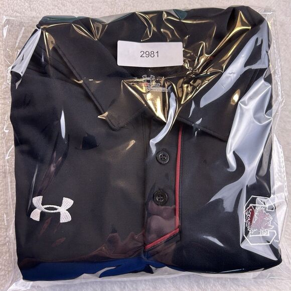 South Carolina GameCocks Under Armor HeatGear Mens Polo Black Size XL - Picture 7 of 9